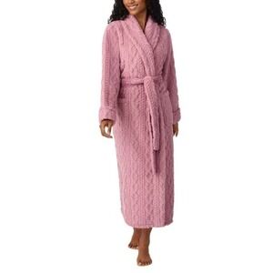 Room Service Cozy Wrap Robe Cable Textured Jacquard Fabric Pink XXL NWT Warm